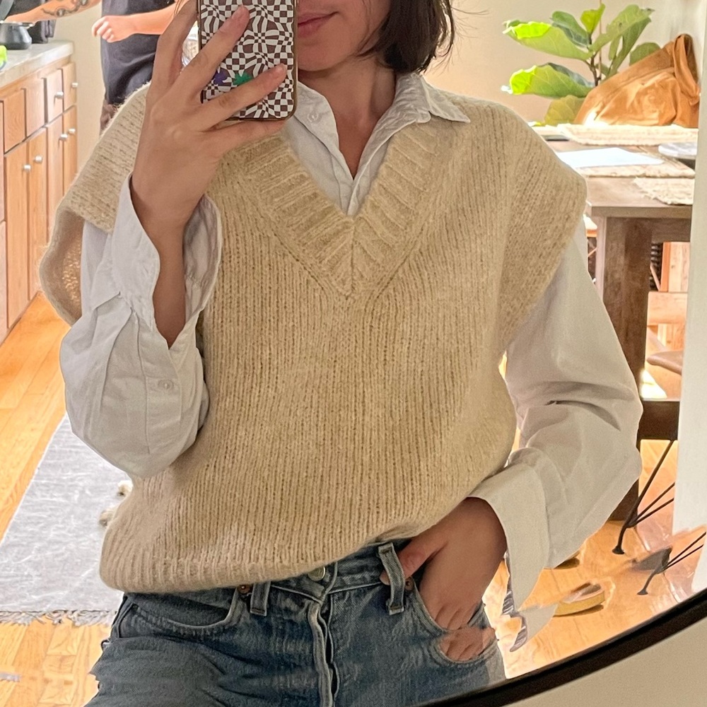 Cream sweater vest